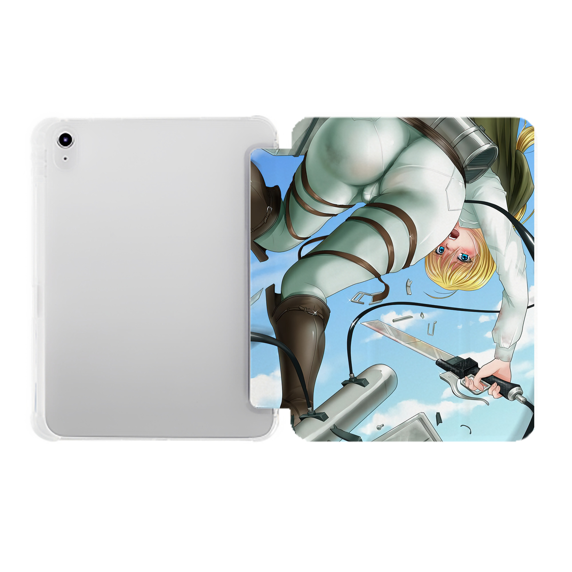 （画像用） 進撃の巨人 Attack on Titan IPad ケース ペン収納付き 三つ折りスタンド PUレザー×シリコン 対応機種9.5/10.5/10.9インチ